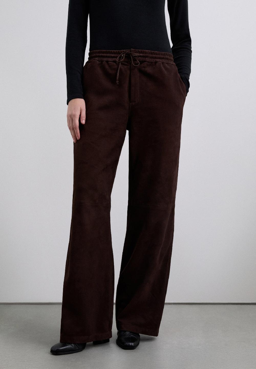 Scalpers SUEDE TROUSERS DARK BROWN