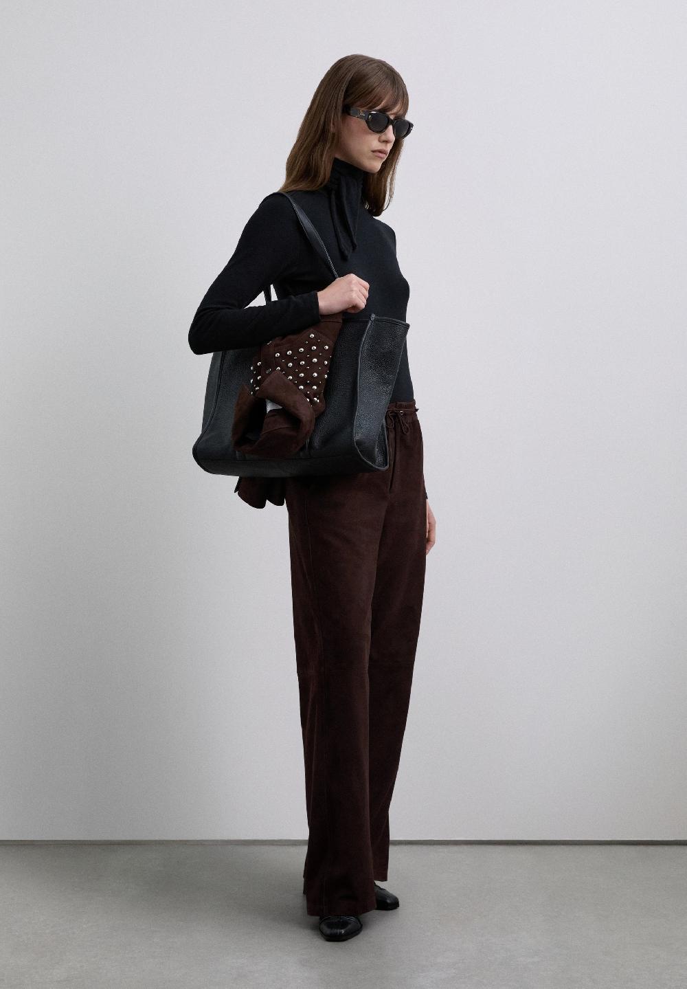 scalpers SUEDE TROUSERS DARK BROWN