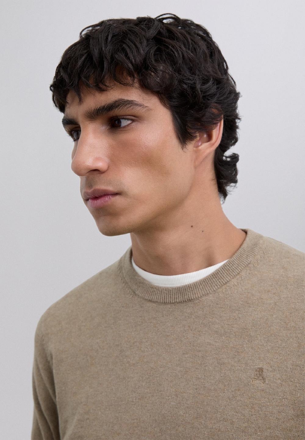 Scalpers SWEATER WITH EMBROIDERED SKULL CAMEL