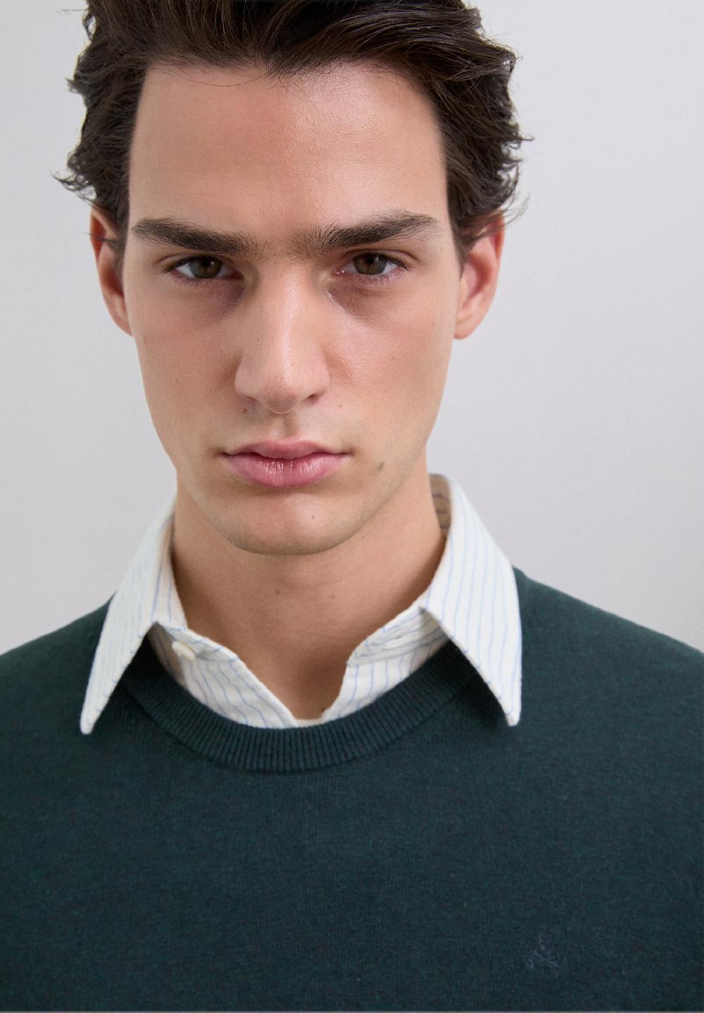 Scalpers SWEATER WITH EMBROIDERED SKULL DARK GREEN