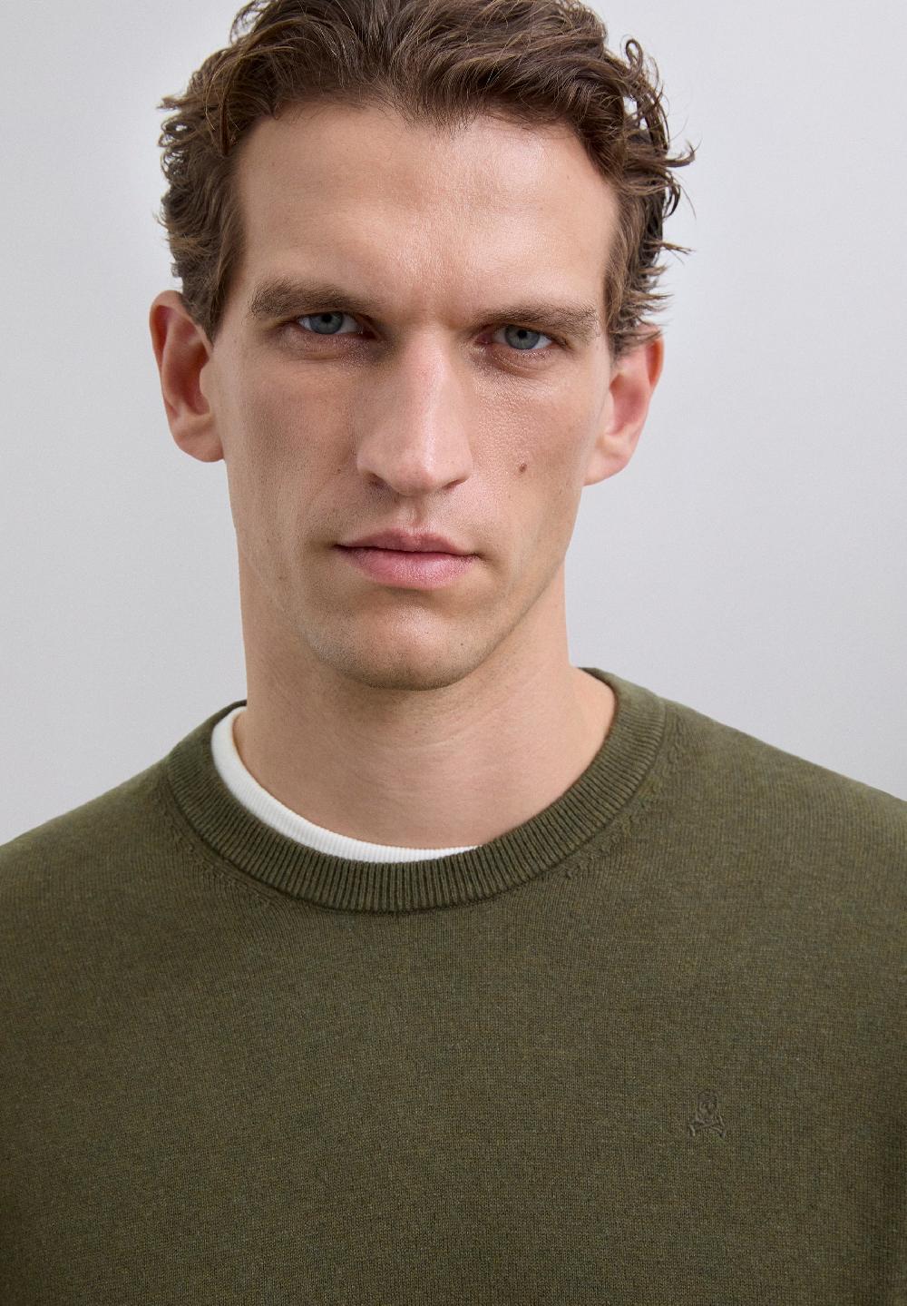 Scalpers SWEATER WITH EMBROIDERED SKULL KHAKI