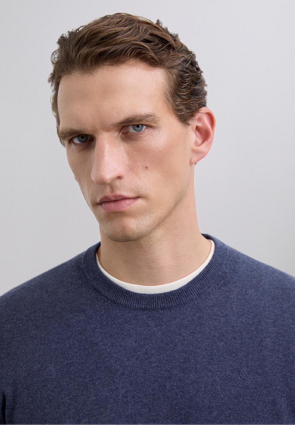 Scalpers SWEATER WITH EMBROIDERED SKULL NAVY