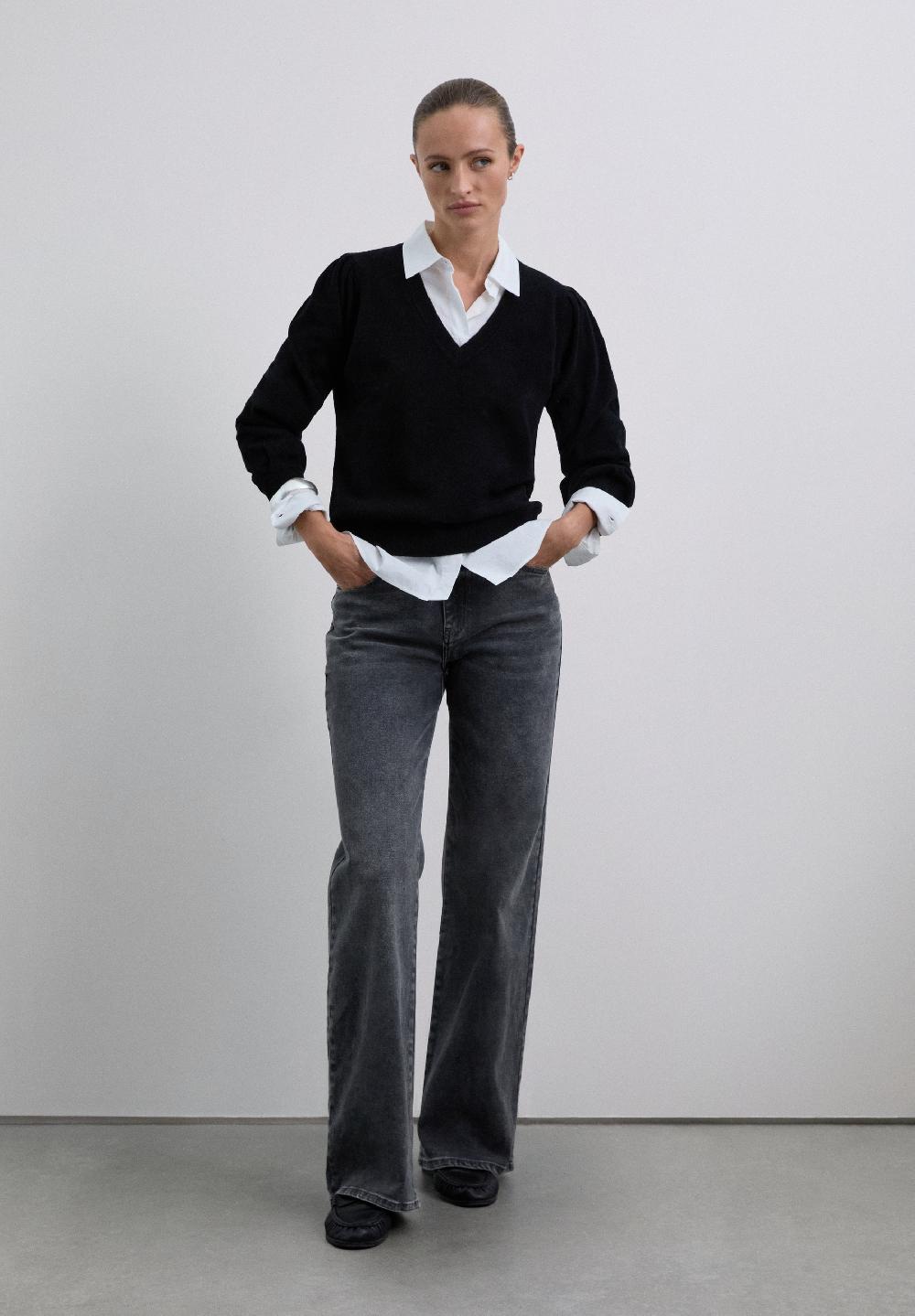 Scalpers SWEATER WITH PUFFED SLEEVES BLACK