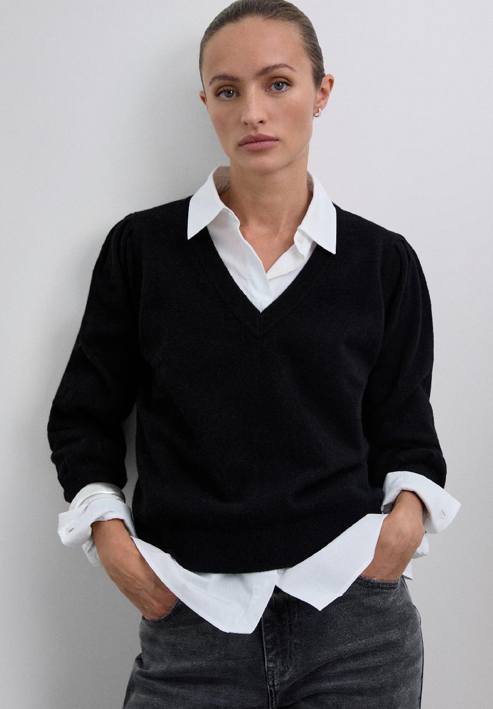 scalpers SWEATER WITH PUFFED SLEEVES BLACK