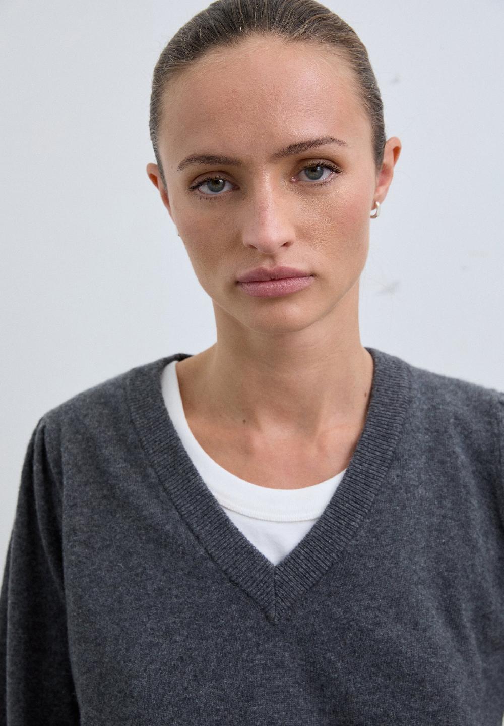 Scalpers SWEATER WITH PUFFED SLEEVES GREY MELANGE