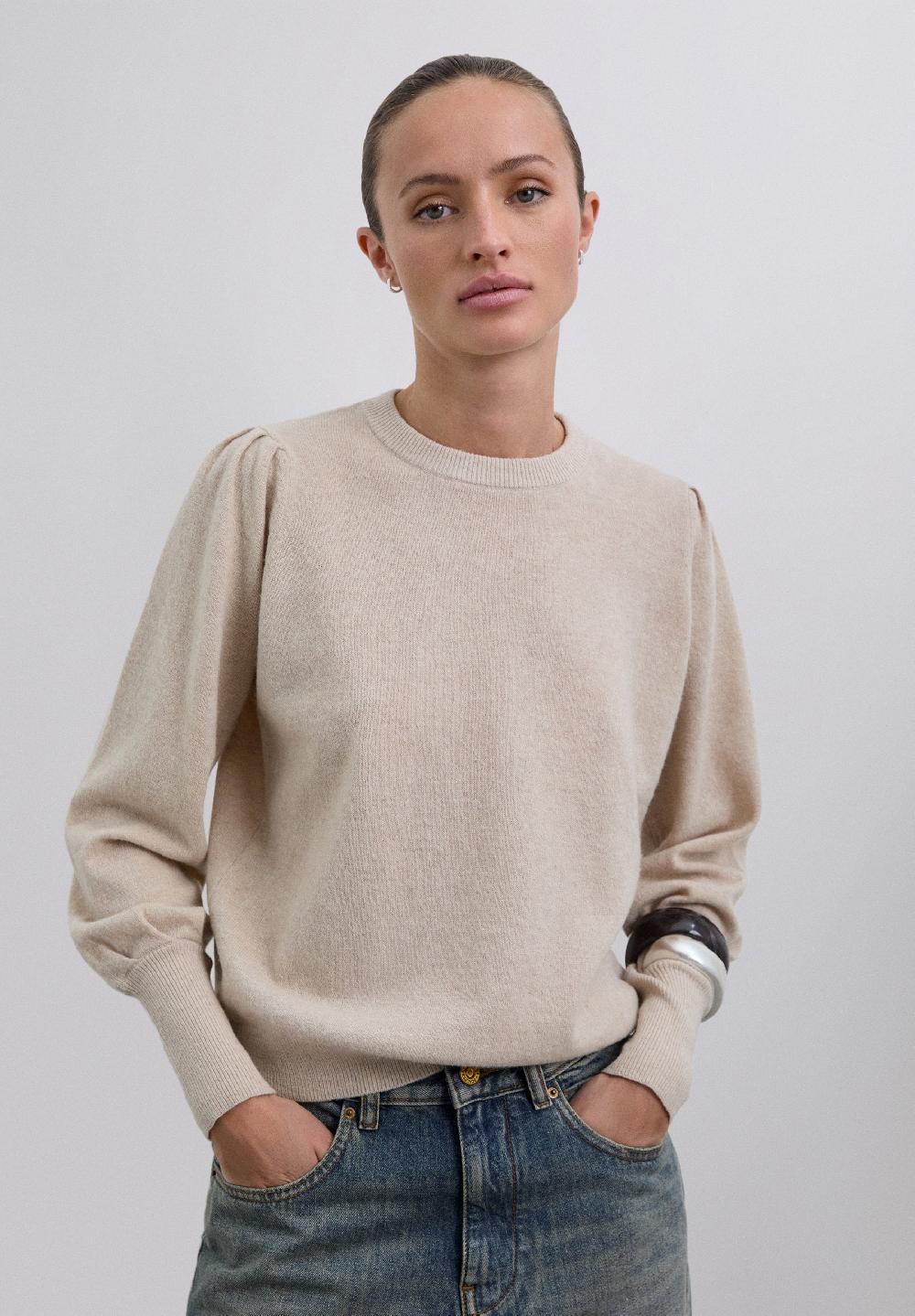 Scalpers SWEATER WITH PUFFED SLEEVES SAND
