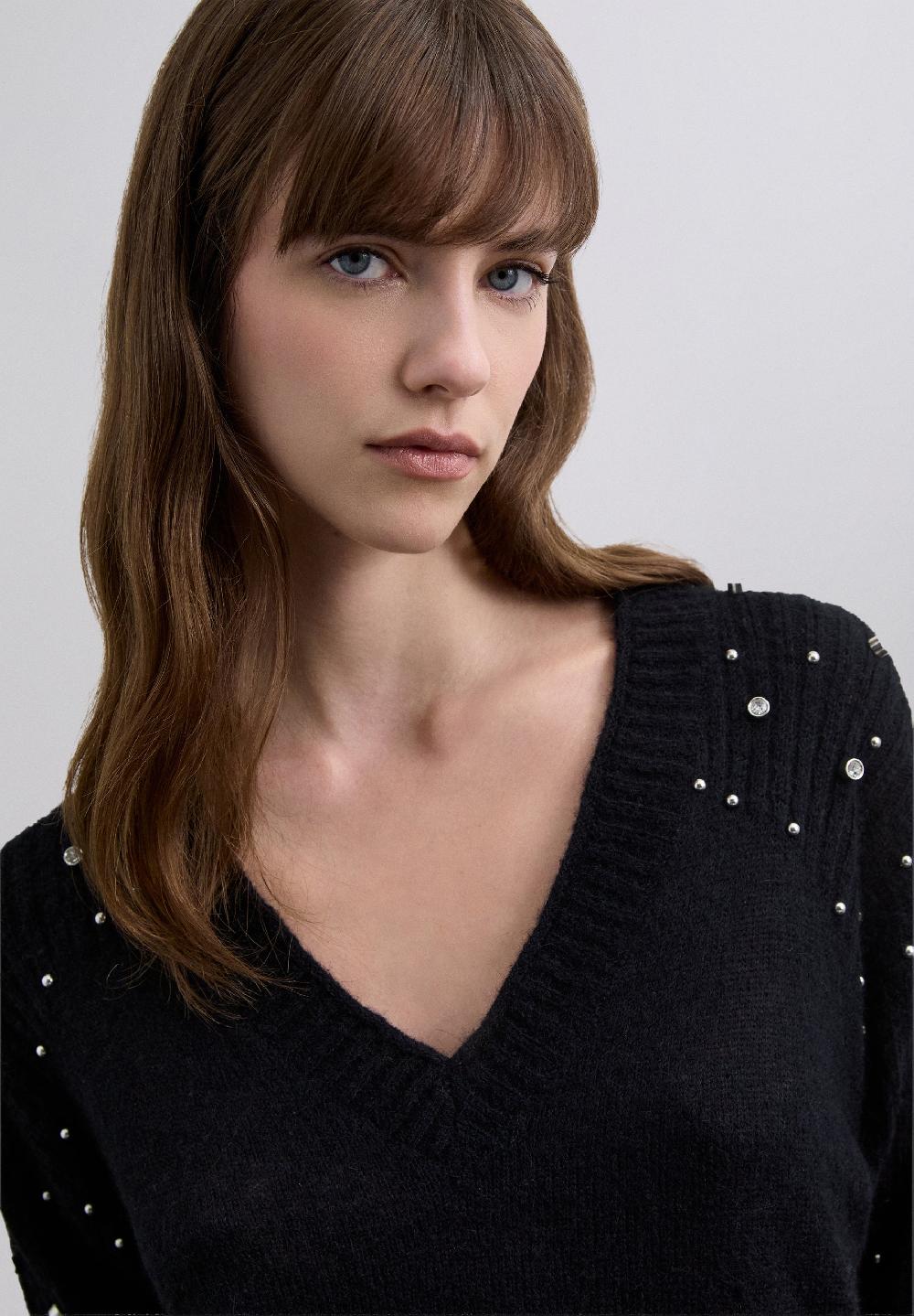 Scalpers SWEATER WITH STUDS DETAIL BLACK