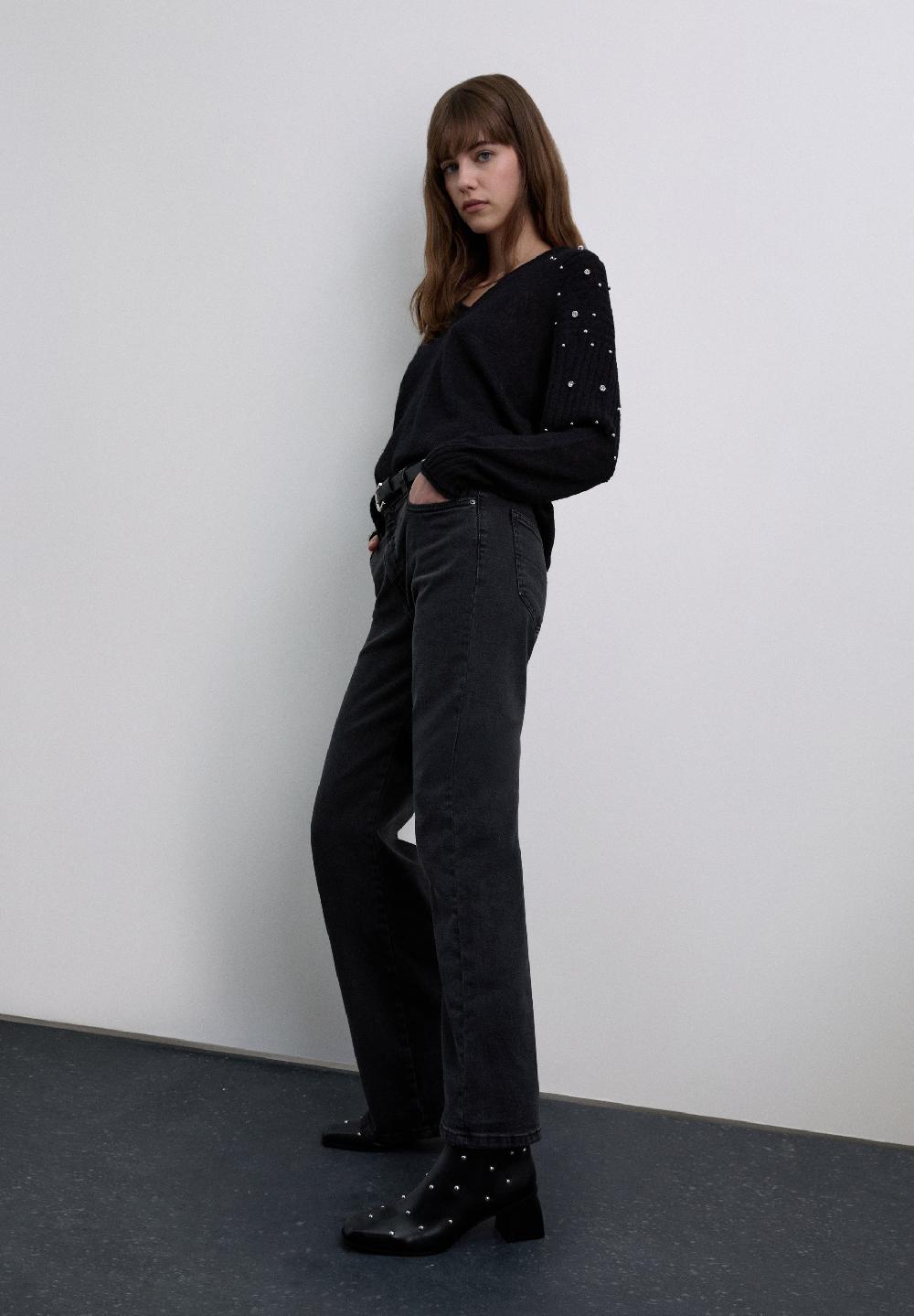 Scalpers SWEATER WITH STUDS DETAIL BLACK