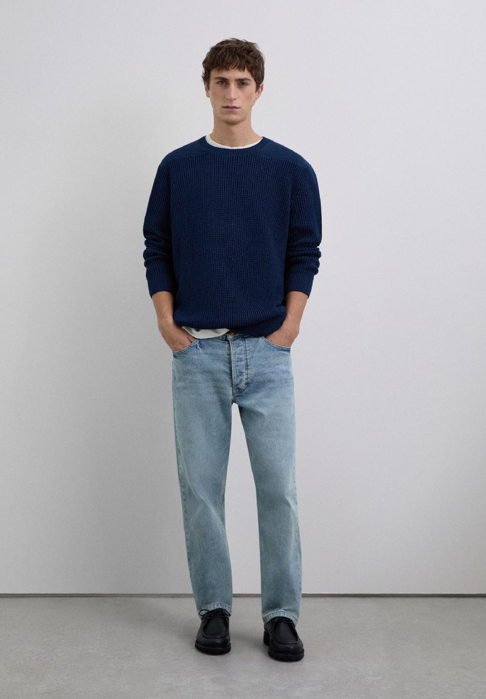 Scalpers SWEATER WITH TEXTURED LOGO NAVY