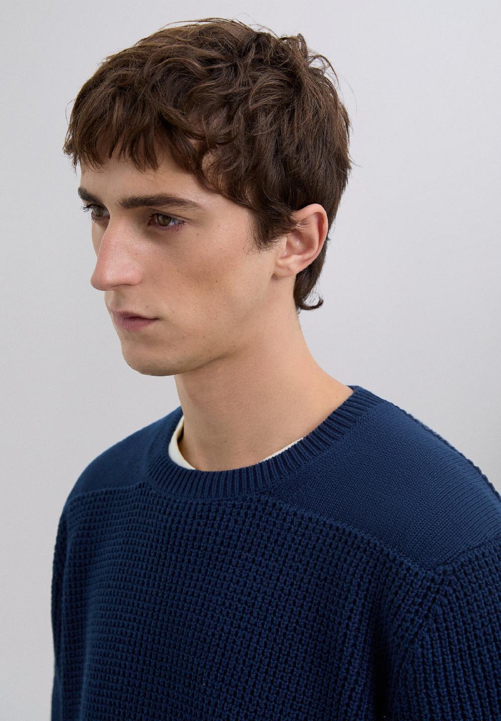 scalpers SWEATER WITH TEXTURED LOGO NAVY