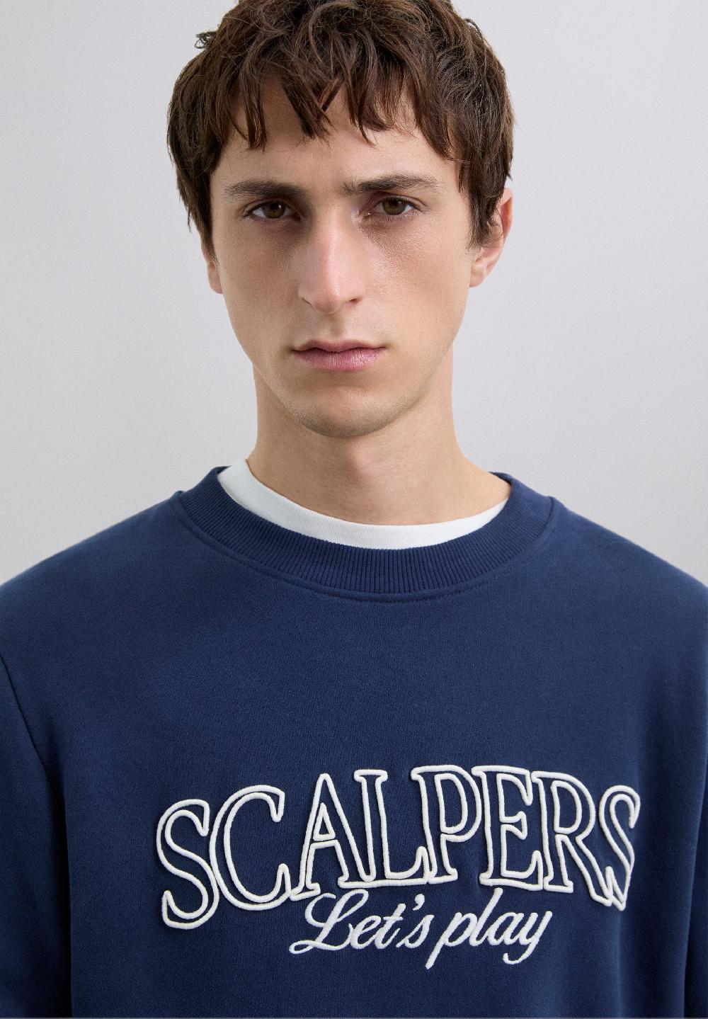 Scalpers SWEATSHIRT WITH FRONT LOGO NAVY