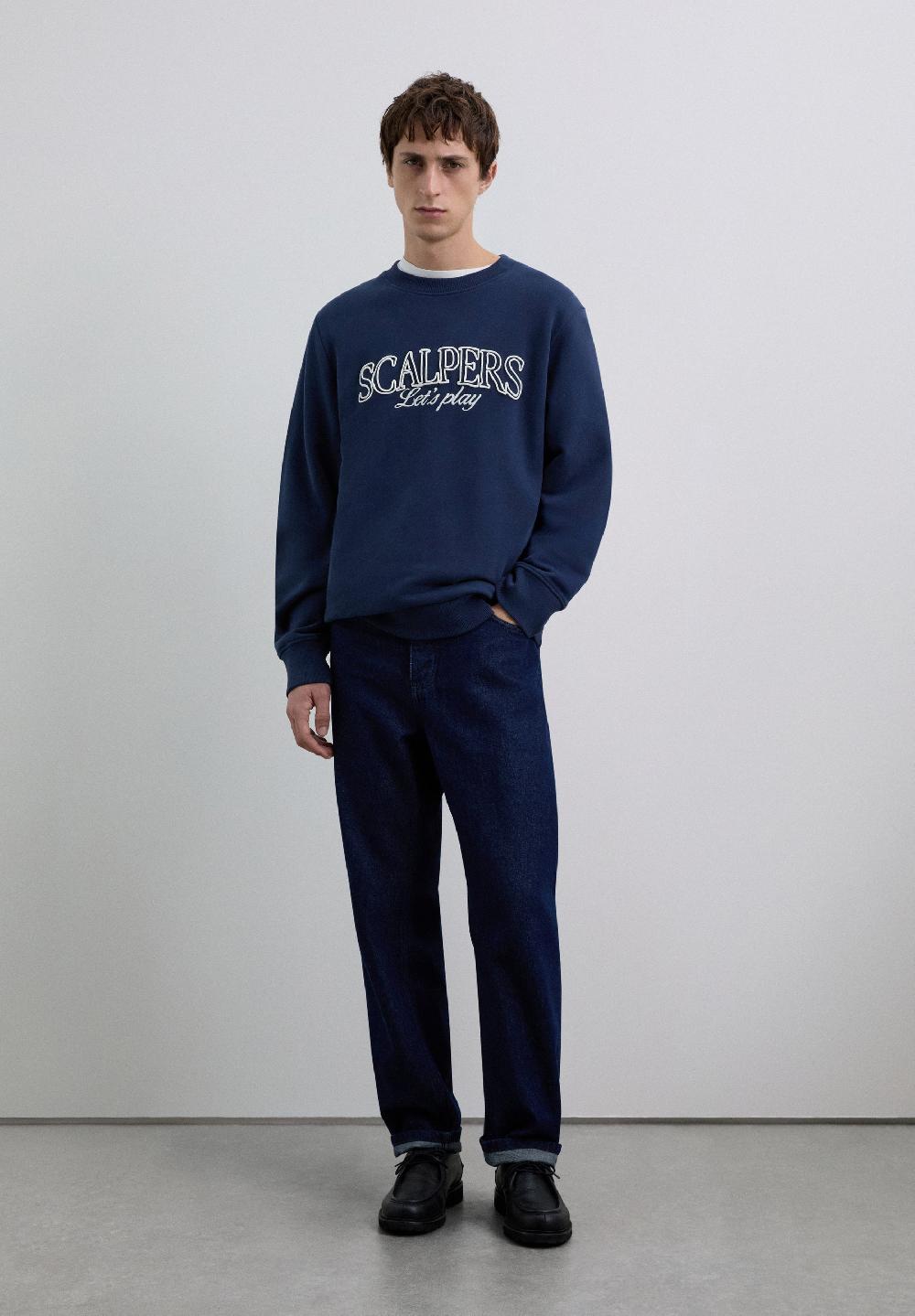 Scalpers SWEATSHIRT WITH FRONT LOGO NAVY