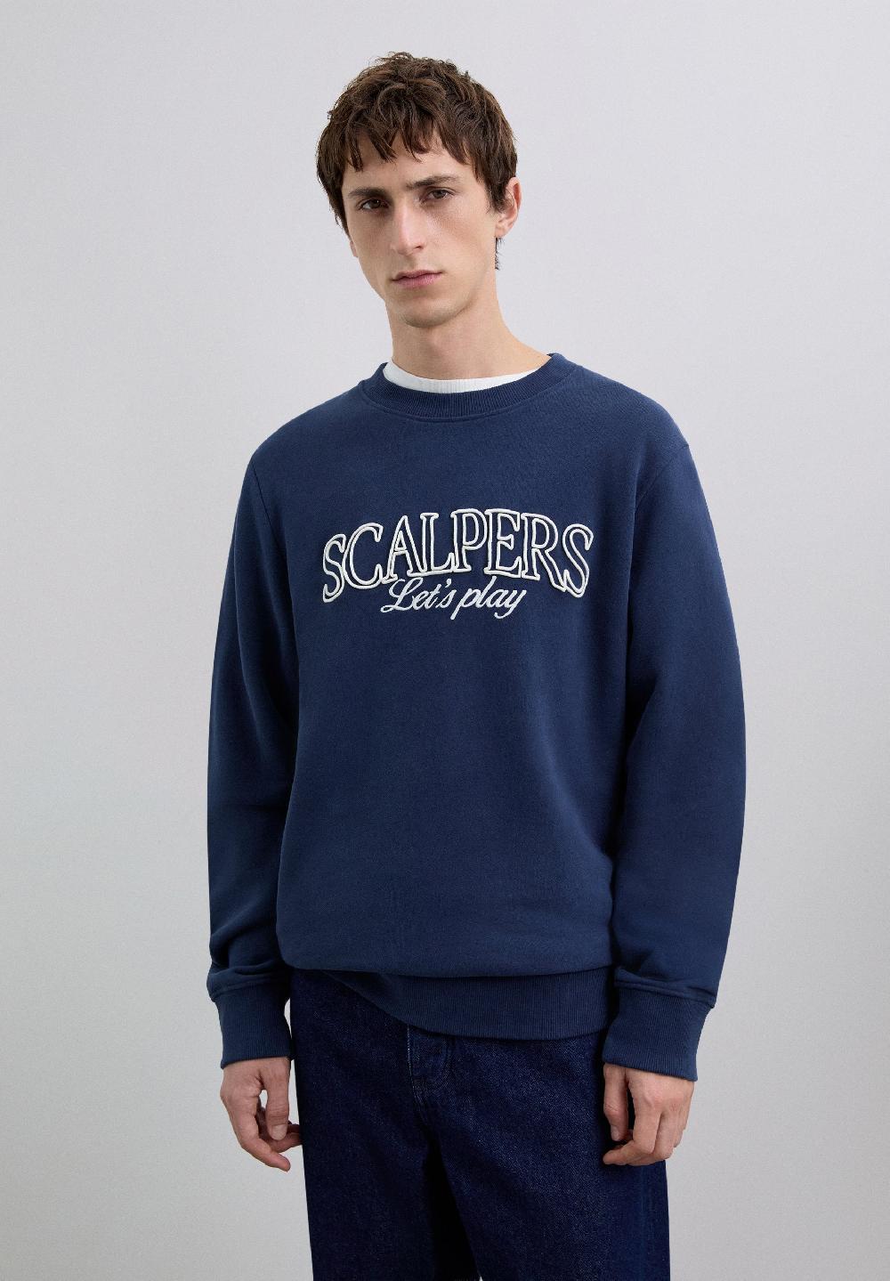 Scalpers SWEATSHIRT WITH FRONT LOGO NAVY