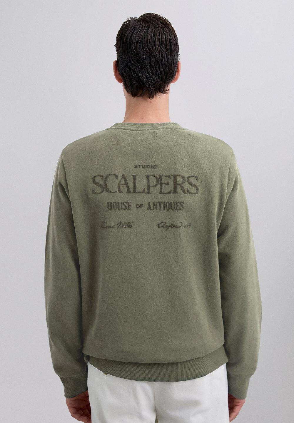 Scalpers SWEATSHIRT WITH LOGO PRINT KHAKI