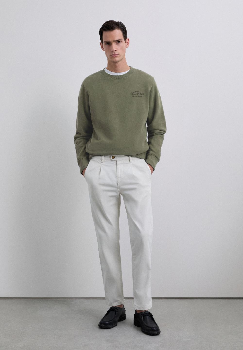 scalpers SWEATSHIRT WITH LOGO PRINT KHAKI