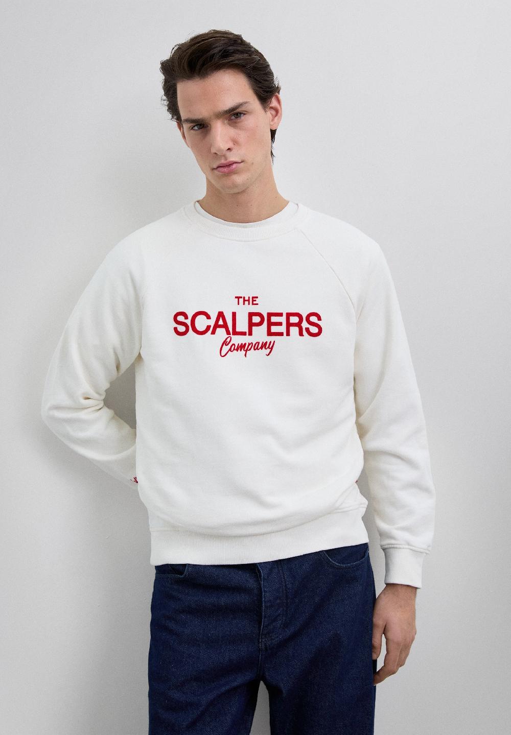 Scalpers SWEATSHIRT WITH LOGO PRINT OFF WHITE