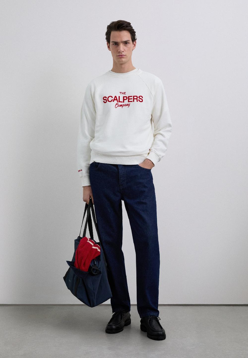 Scalpers SWEATSHIRT WITH LOGO PRINT OFF WHITE