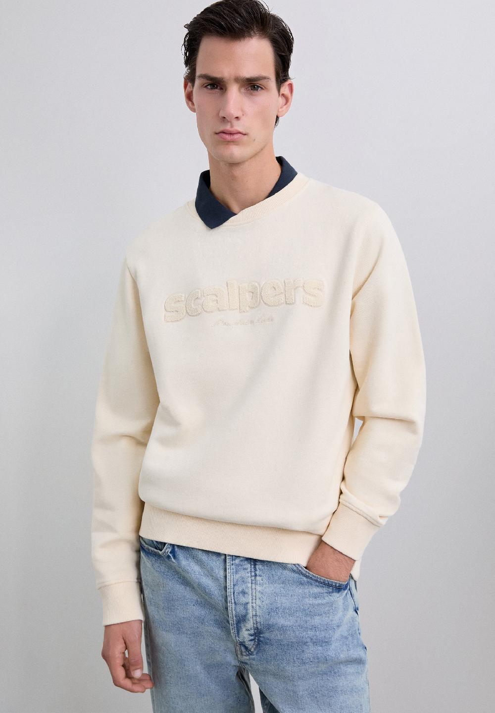 scalpers SWEATSHIRT WITH RAISED LOGO BEIGE