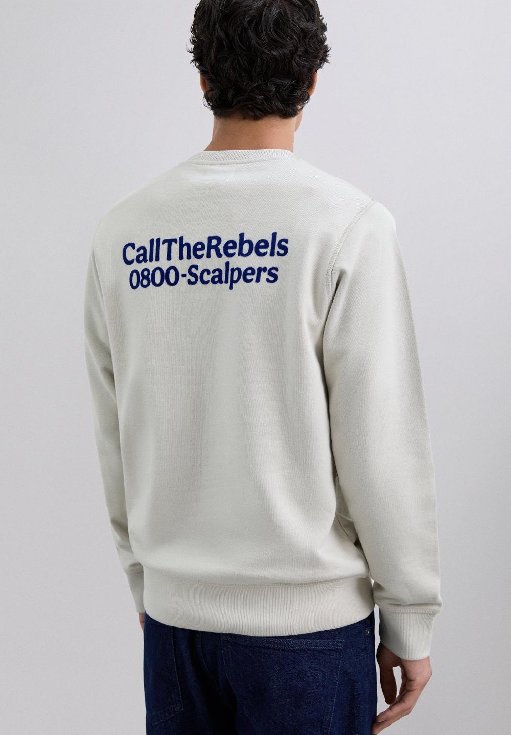Scalpers SWEATSHIRT WITH RAISED LOGO LIGHT GREY