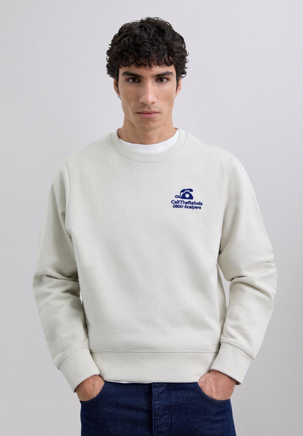Scalpers SWEATSHIRT WITH RAISED LOGO LIGHT GREY