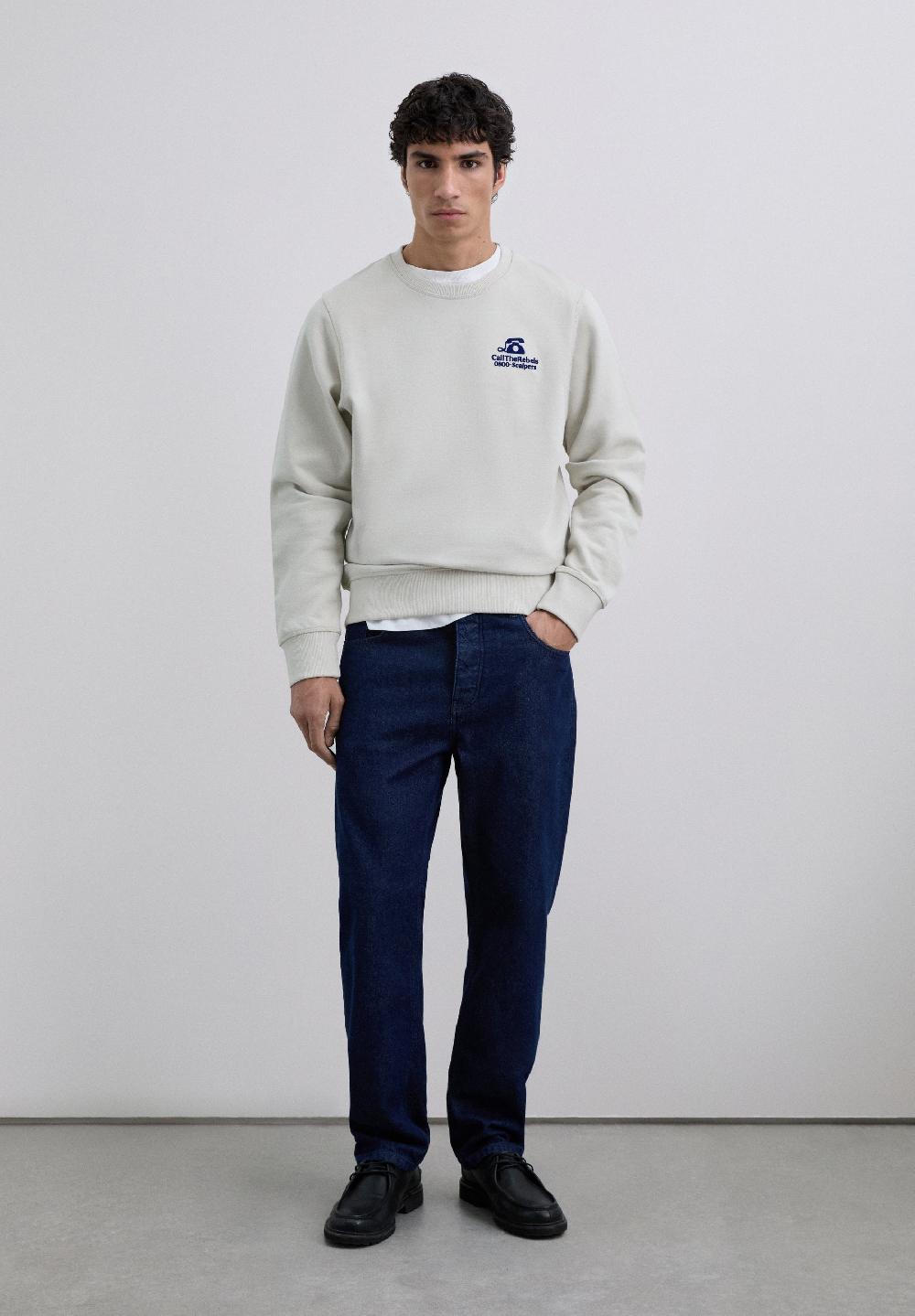 scalpers SWEATSHIRT WITH RAISED LOGO LIGHT GREY