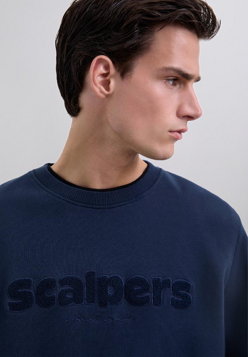 scalpers SWEATSHIRT WITH RAISED LOGO NAVY