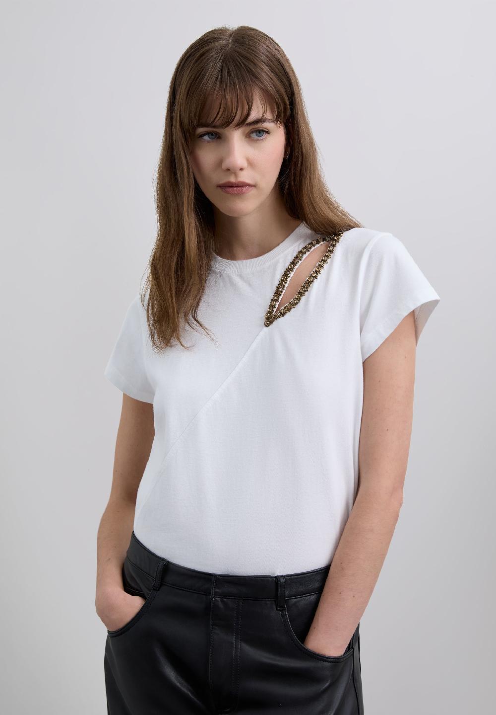 Scalpers T-SHIRT WITH CUT-OUT DETAIL WHITE