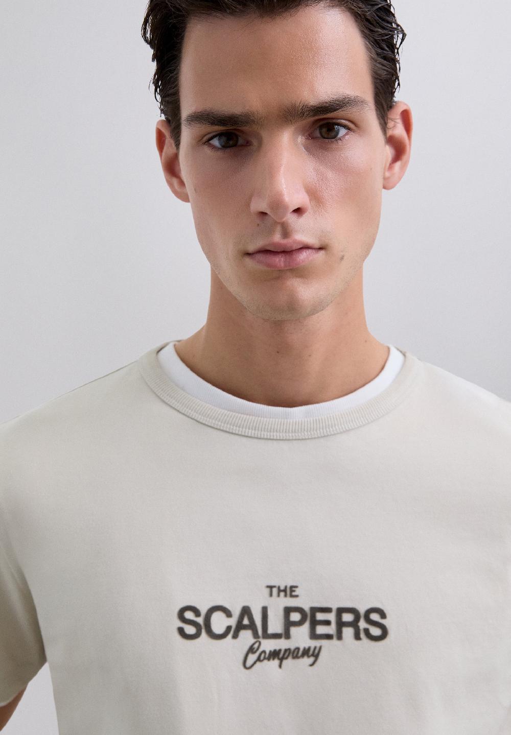 Scalpers T-SHIRT WITH FRONT LOGO LIGHT GREY