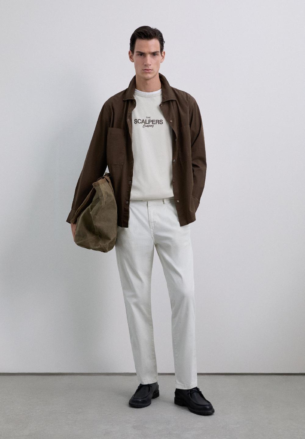 scalpers T-SHIRT WITH FRONT LOGO LIGHT GREY