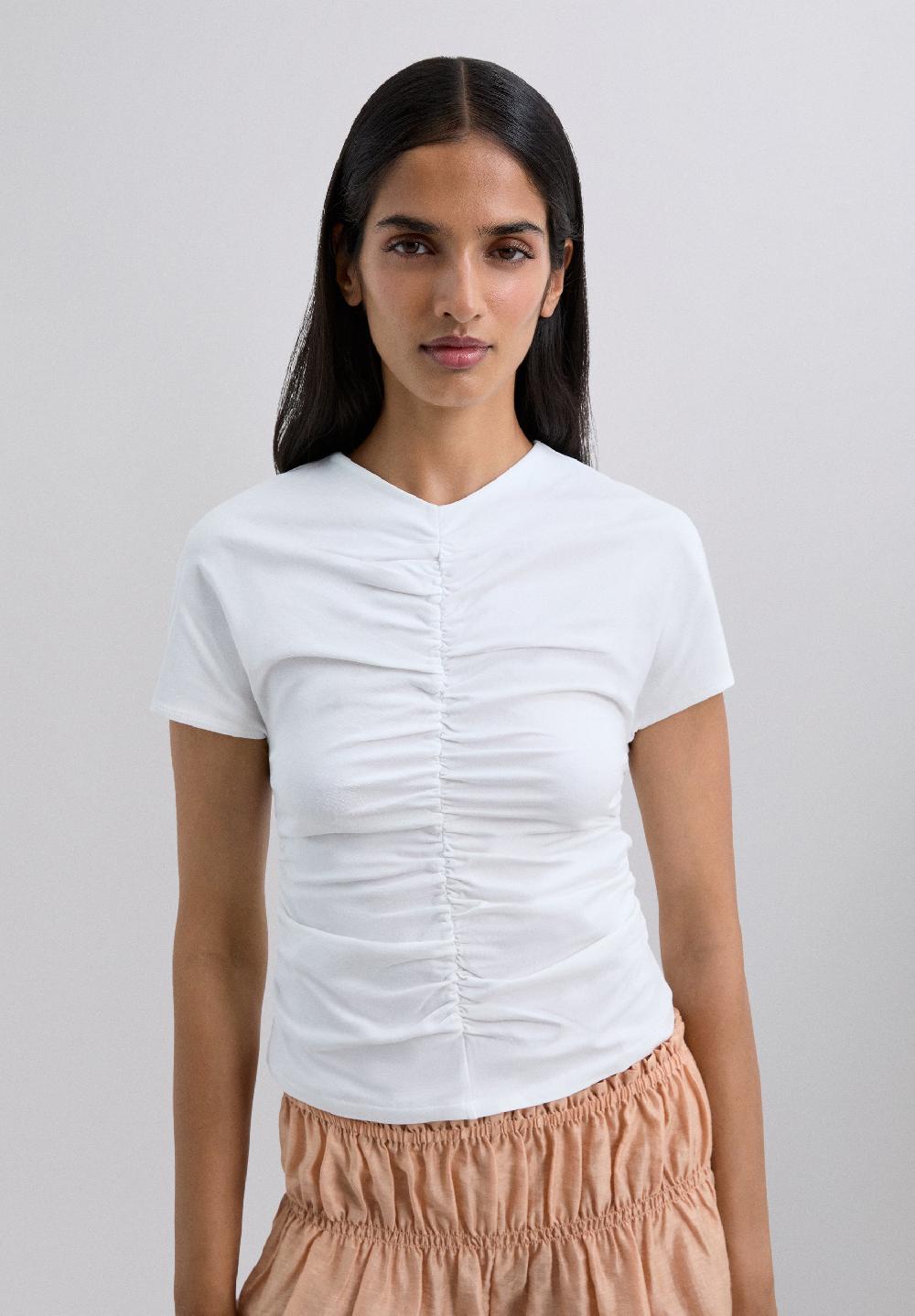 Scalpers T-SHIRT WITH GATHERED DETAIL WHITE