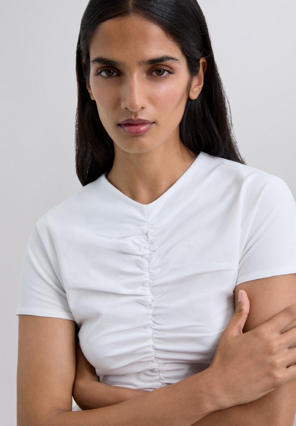 Scalpers T-SHIRT WITH GATHERED DETAIL WHITE