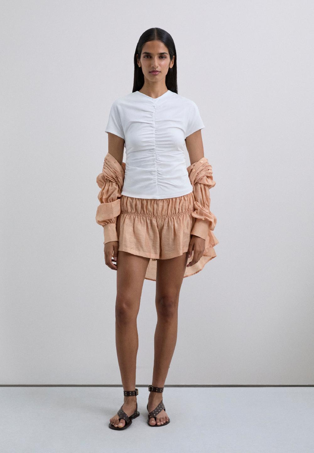 scalpers T-SHIRT WITH GATHERED DETAIL WHITE