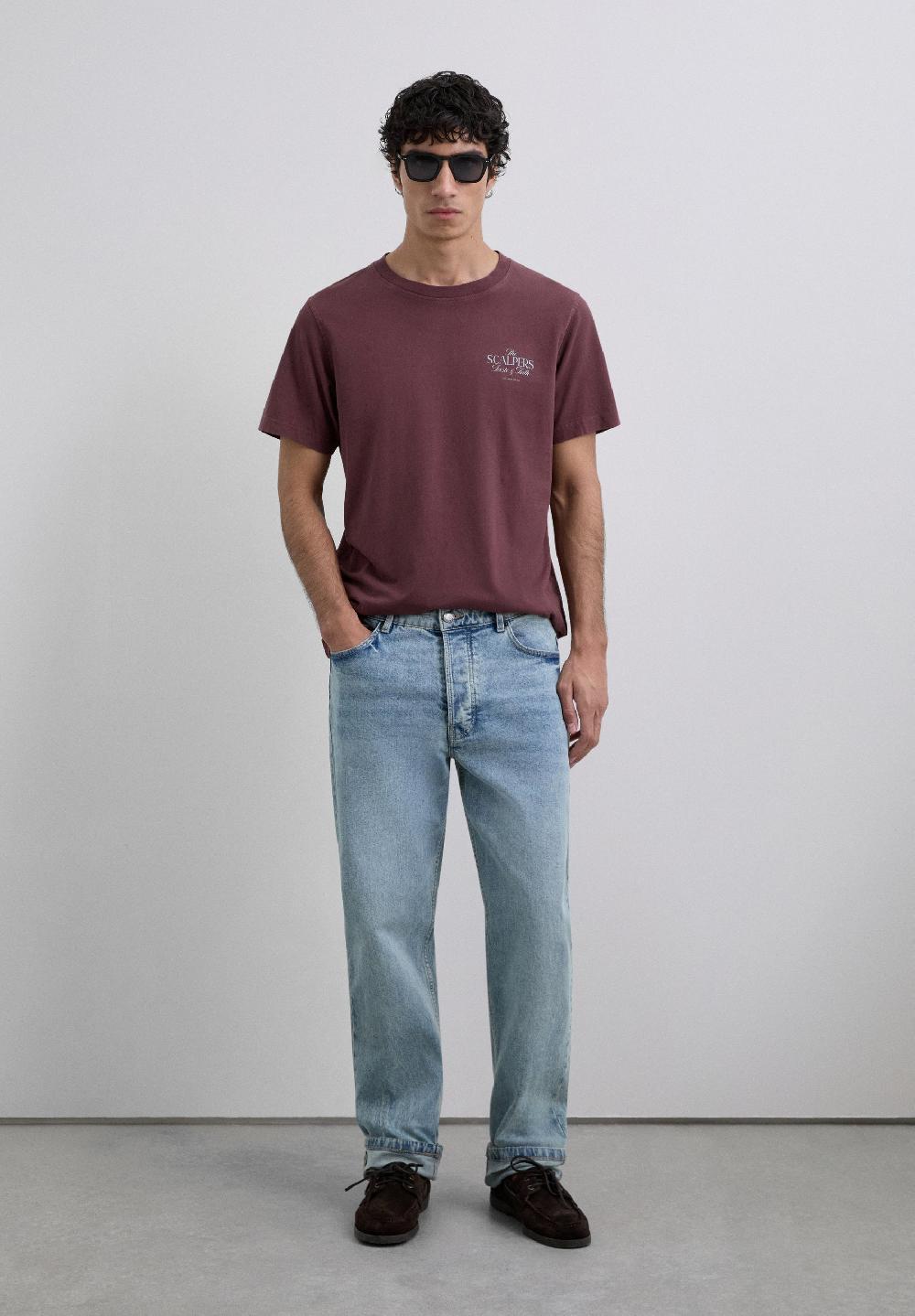 Scalpers T-SHIRT WITH LOGO PRINT BURGUNDY