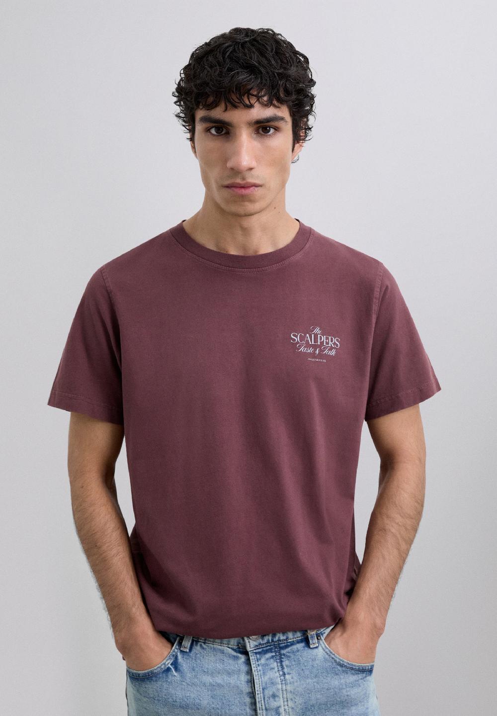 Scalpers T-SHIRT WITH LOGO PRINT BURGUNDY