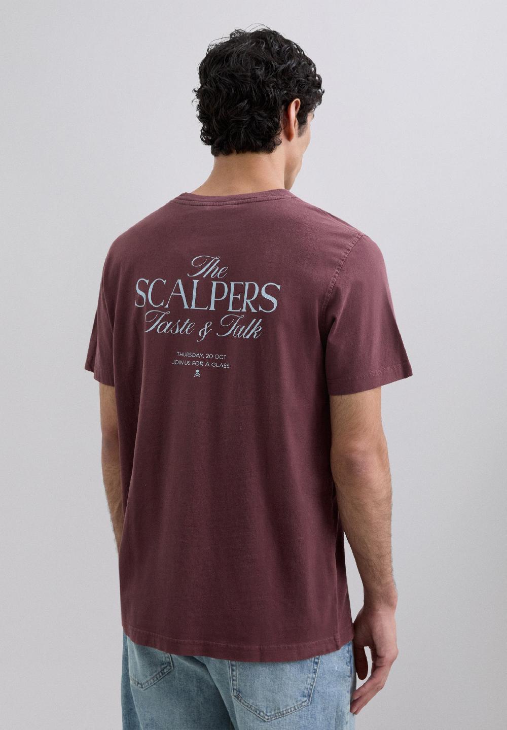 scalpers T-SHIRT WITH LOGO PRINT BURGUNDY