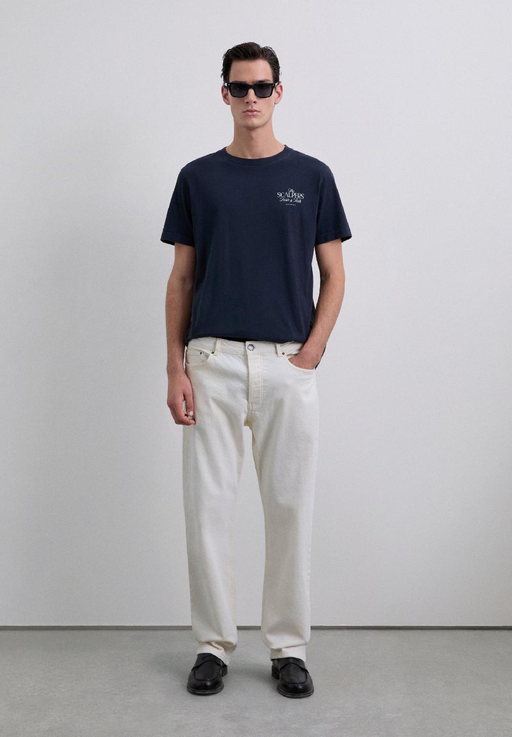 Scalpers T-SHIRT WITH LOGO PRINT DARK NAVY