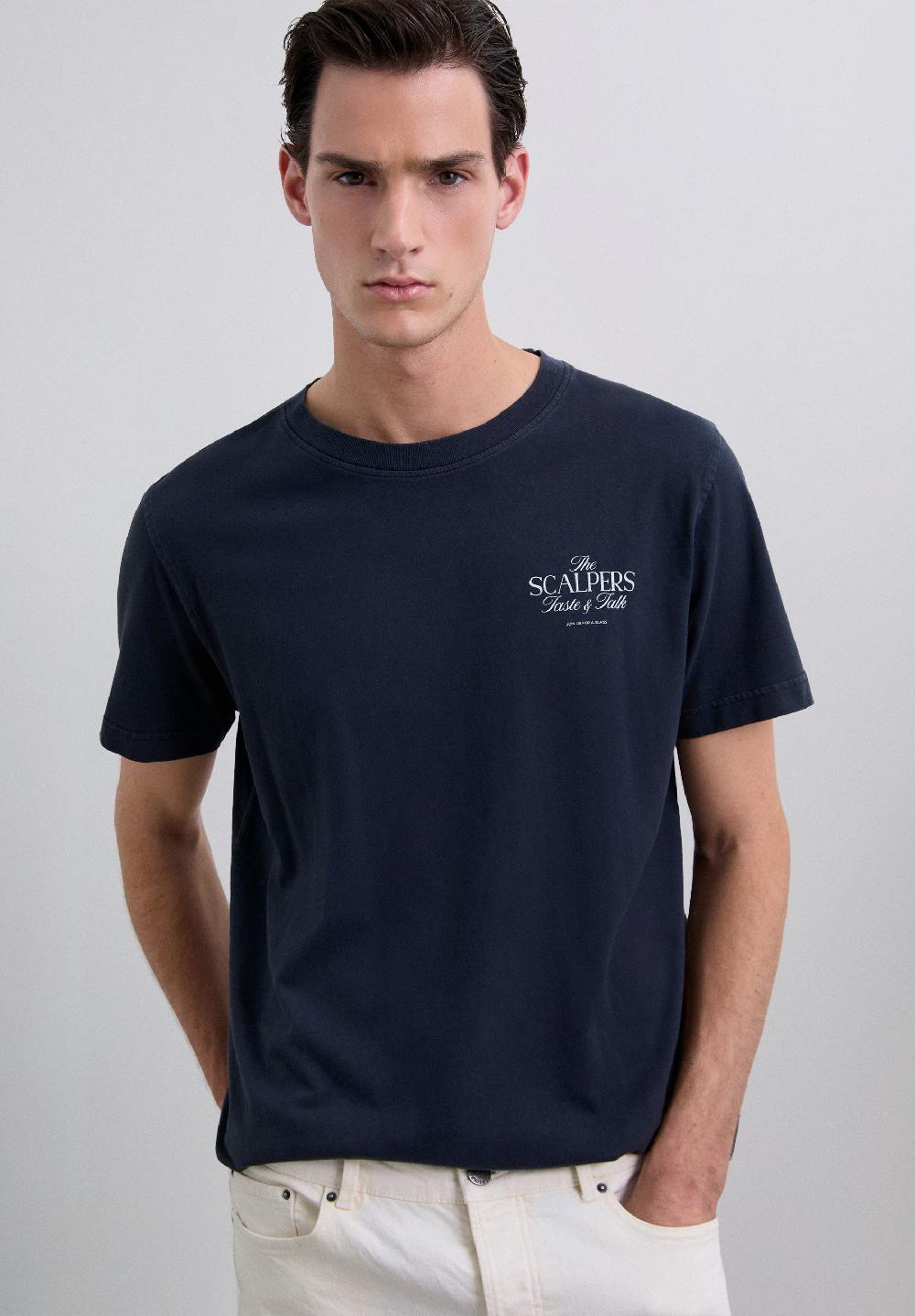 Scalpers T-SHIRT WITH LOGO PRINT DARK NAVY
