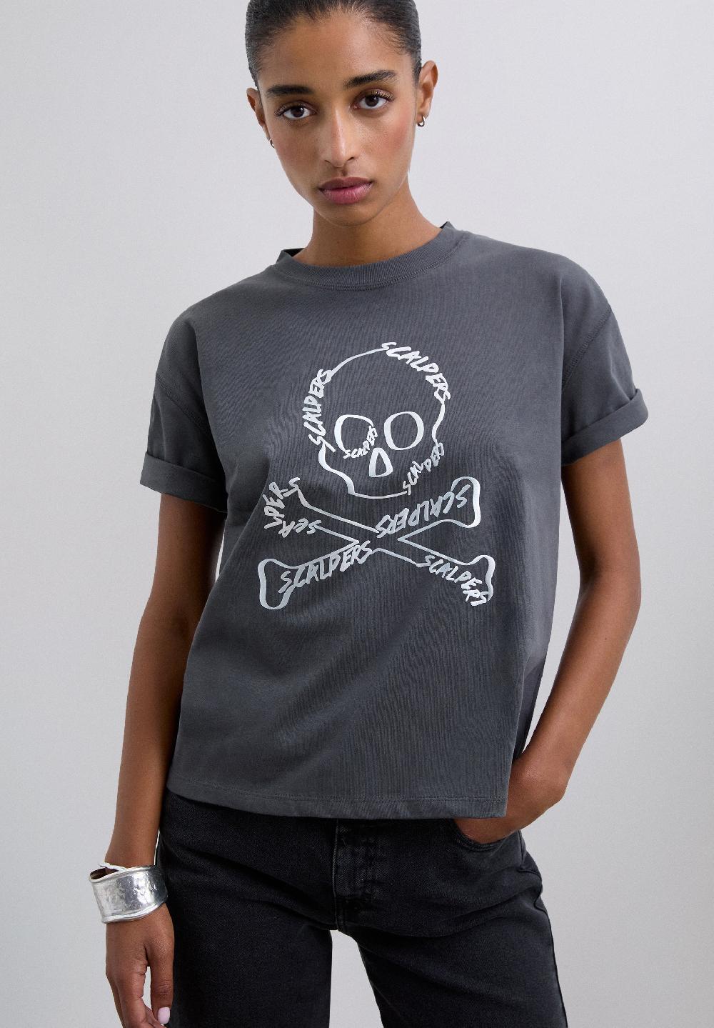 Scalpers T-SHIRT WITH SKULL PRINT GREY