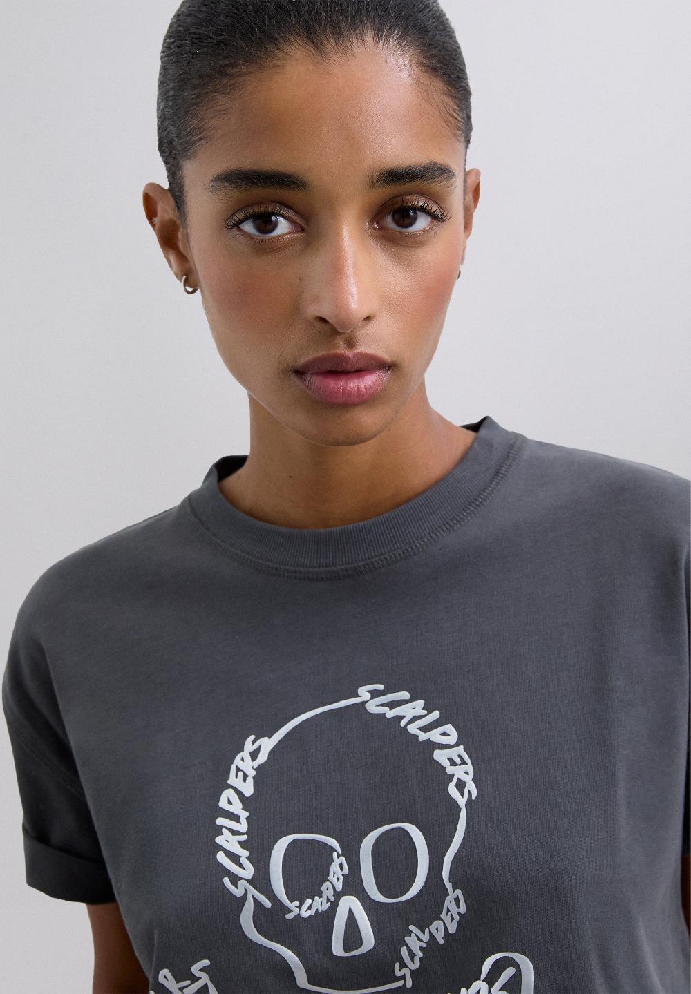 Scalpers T-SHIRT WITH SKULL PRINT GREY