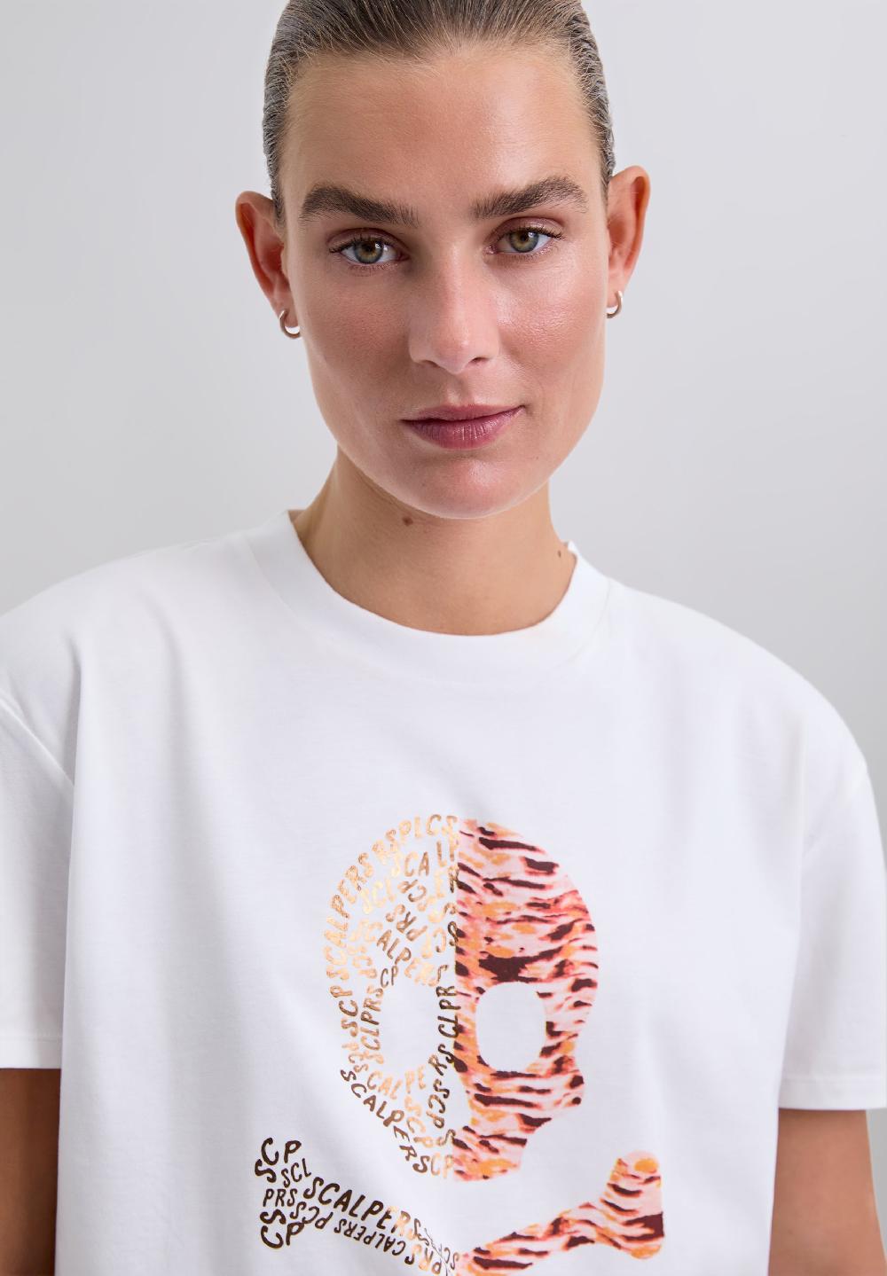 Scalpers T-SHIRT WITH SKULL PRINT LOGO WHITE