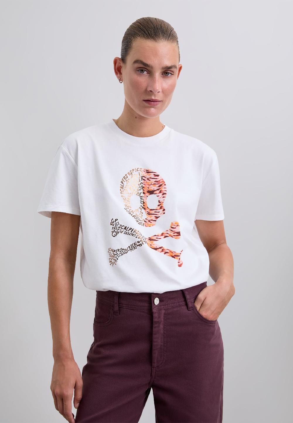 scalpers T-SHIRT WITH SKULL PRINT LOGO WHITE