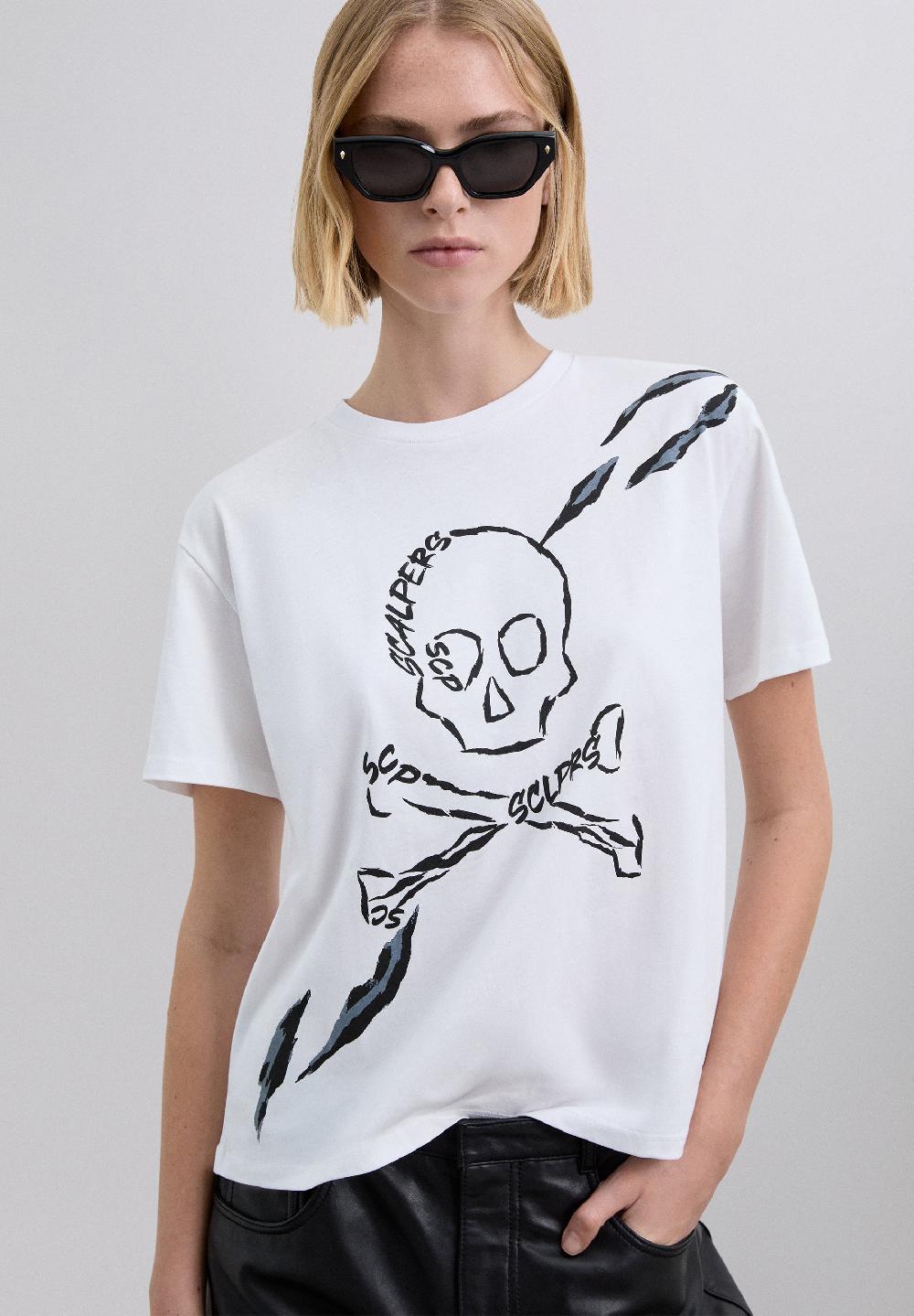 Scalpers T-SHIRT WITH SKULL PRINT WHITE