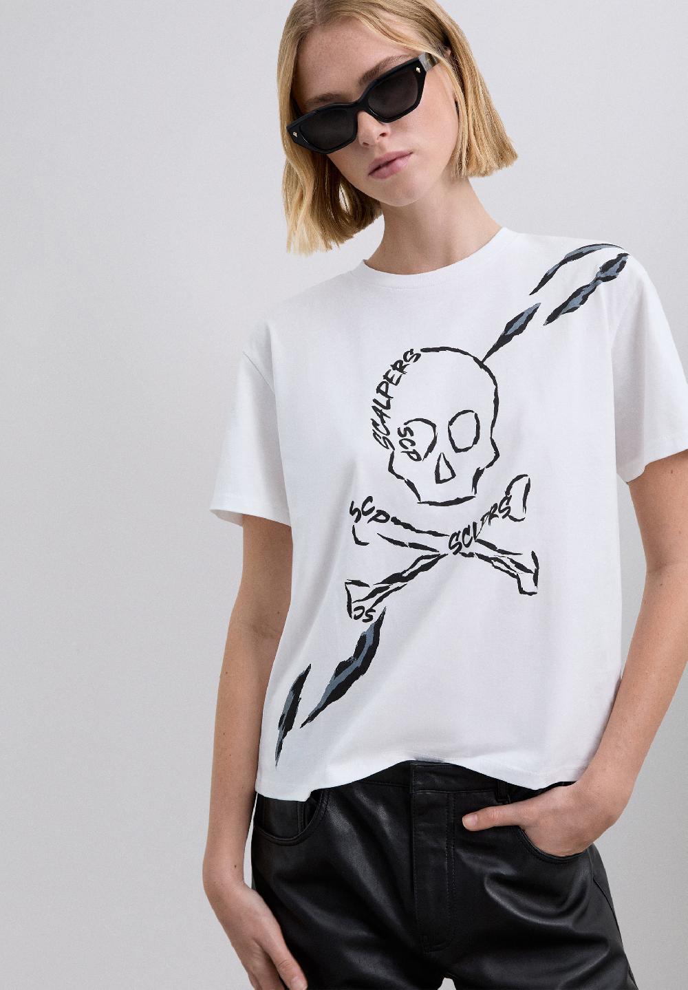 scalpers T-SHIRT WITH SKULL PRINT WHITE