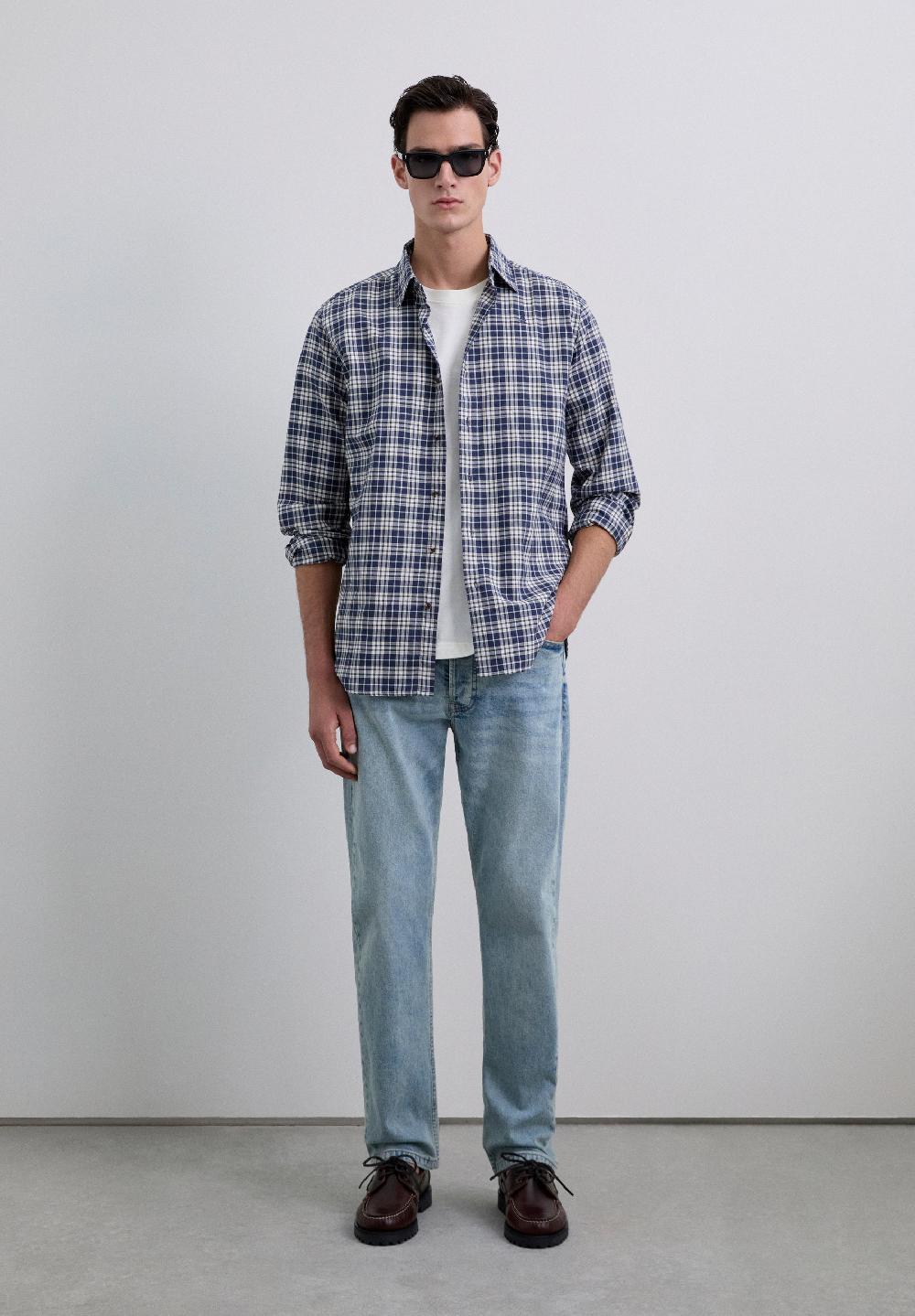 Scalpers TARTAN PRINT SHIRT NAVY CHECK