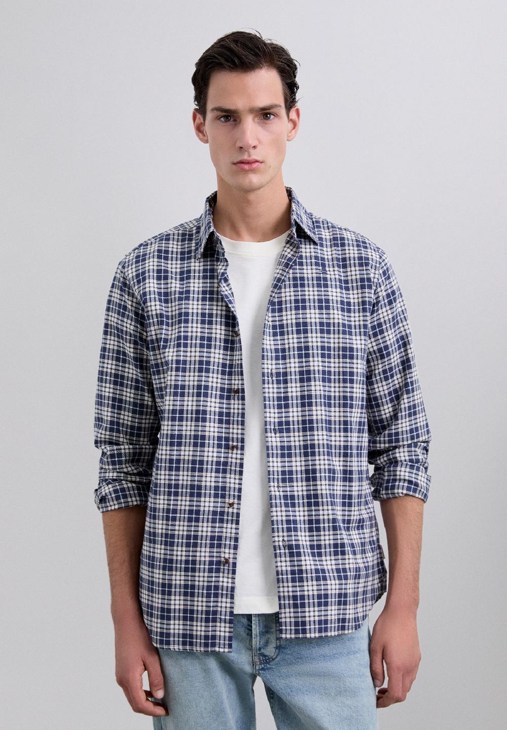 scalpers TARTAN PRINT SHIRT NAVY CHECK