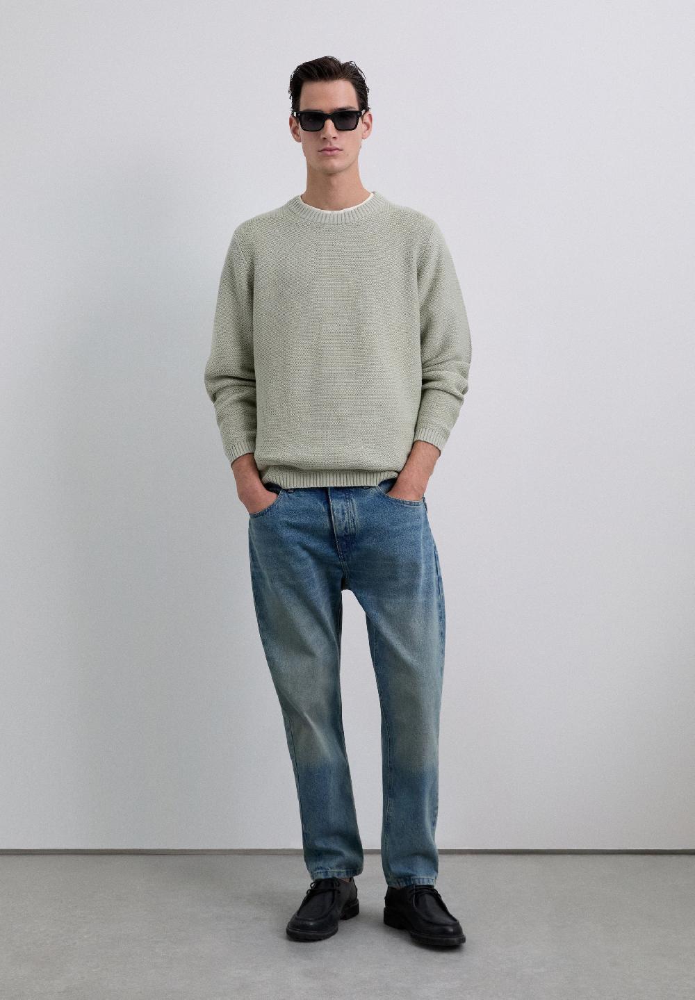 Scalpers TEXTURED KNIT SWEATER LIGHT KHAKI