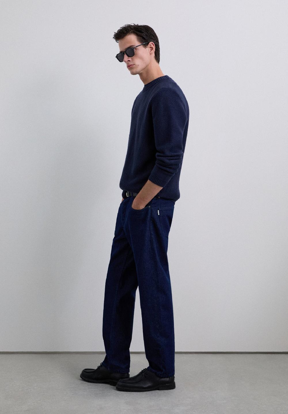 Scalpers TEXTURED KNIT SWEATER NAVY