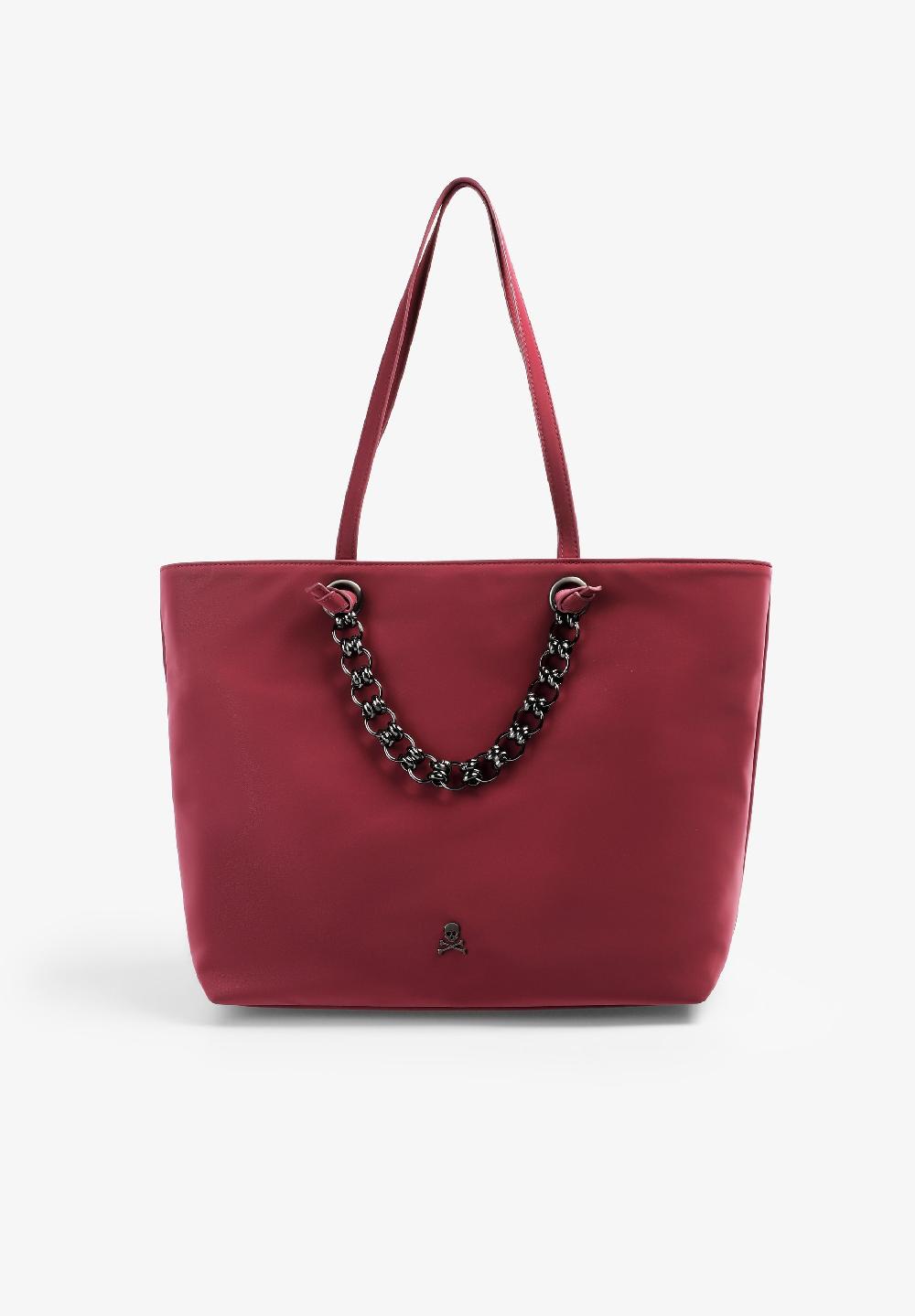 Scalpers TOTE BAG WITH CHAIN BURGUNDY