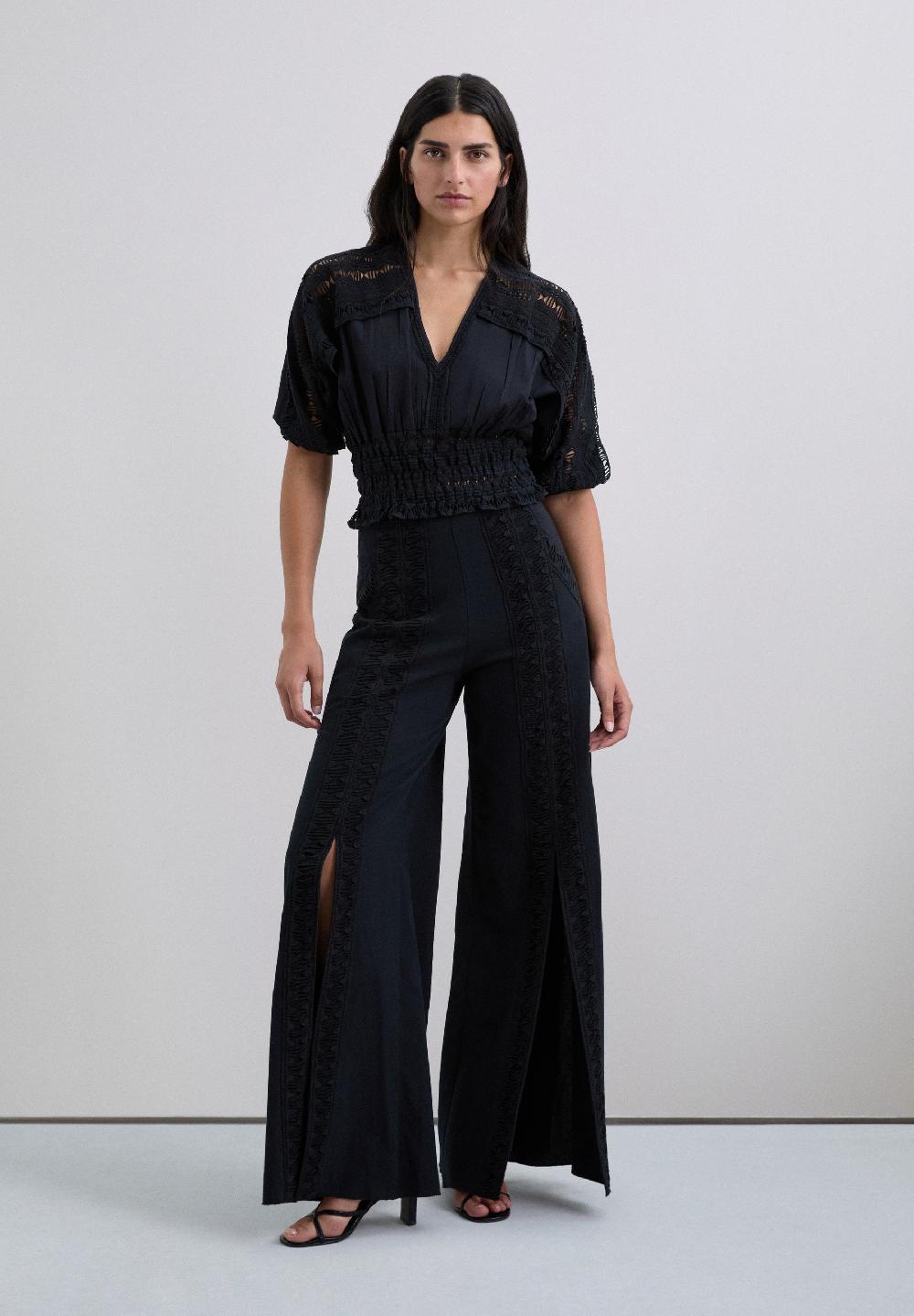Scalpers TROUSERS WITH EMBROIDERED DETAIL BLACK
