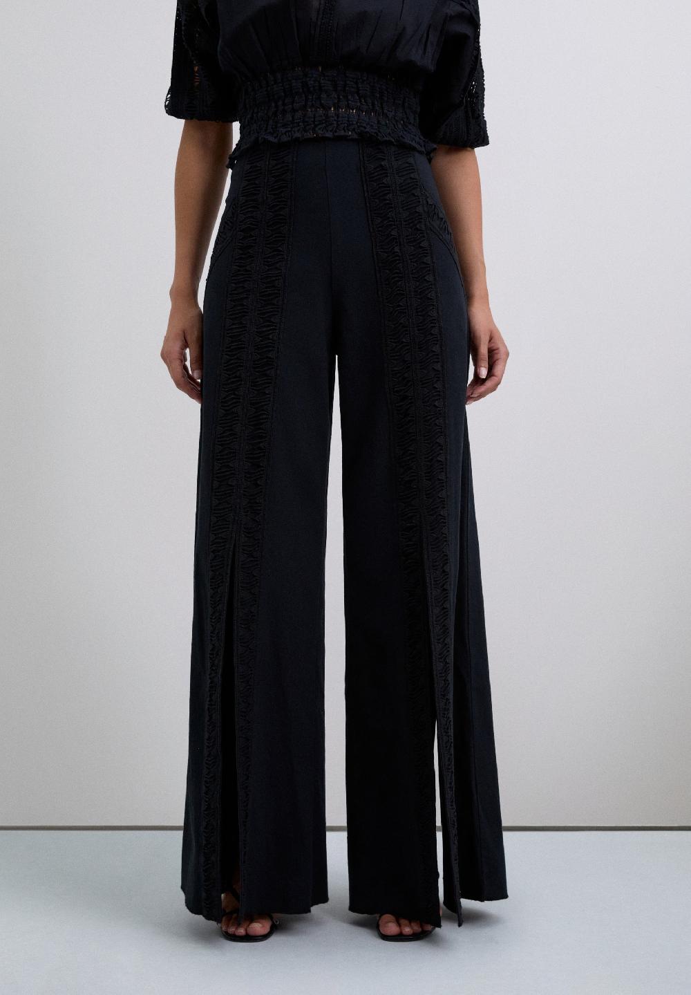 Scalpers TROUSERS WITH EMBROIDERED DETAIL BLACK